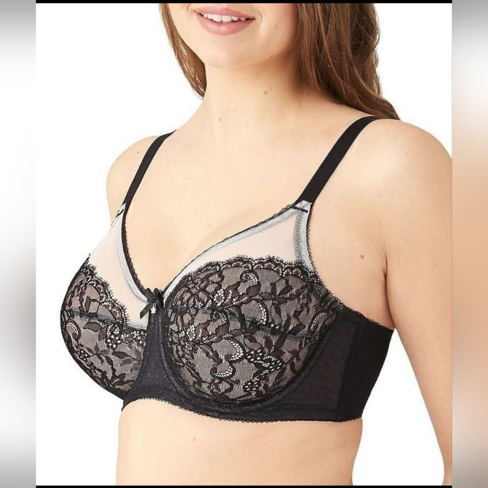 Wacoal Retro Chic Full Figure Underwire Black Lace Bra 32G‎ Witchy Whimsigoth